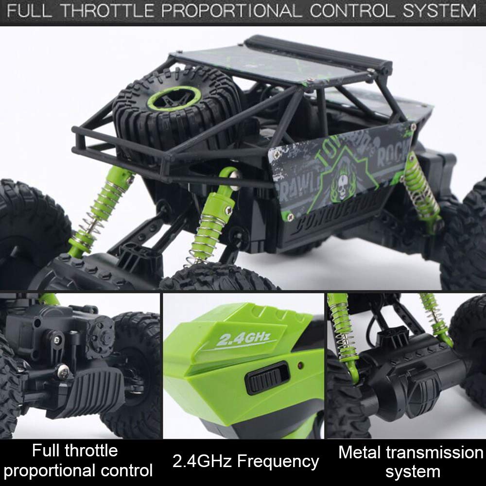 SZJJX RC Cars Off-Road Remote Control Car Trucks Vehicle 2.4Ghz 4WD Powerful 1: 18 Racing Climbing Cars Radio Electric Rock Crawler (Green)