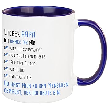 Tasse Lieber Papaliebe Mama Ich Danke Dir Blau Für