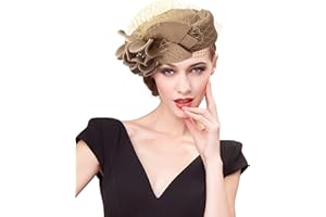 RZTA Women's Vintage 100% Wool Felt Cloche Bucket Bowler Hat Winter Vintage Bow Fedoras Church Fascinator