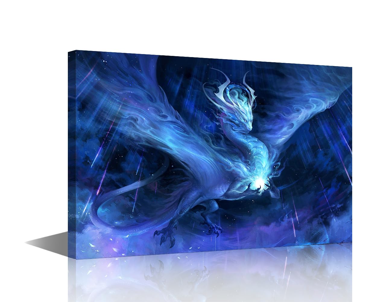 TISHIRON Fire Dragon Abstract Pictures Wall Art Paintings Multi Panel Printed on Canvas Fantasy Wild Animals Artwork Modern Home Decoration Giclee Wooden Framed Gallery-Wrapped Ready to Hang 18x12in