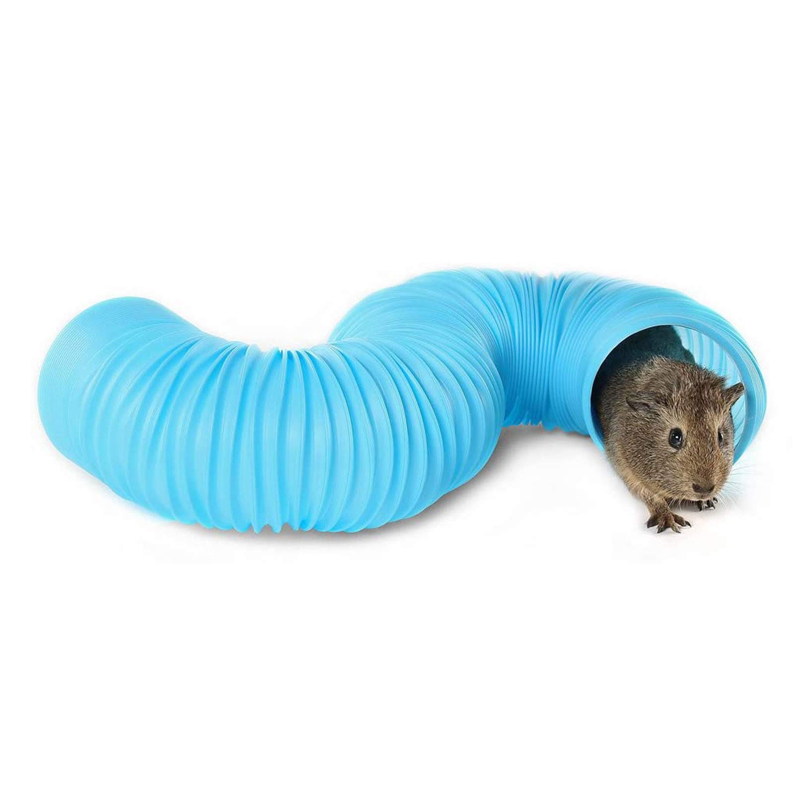 Blue Dream Island Small Animal Play Tunnel Funny Toys Hamster Tube Tunnel Exercising Training Hideout Tunnels for Guinea Pig Rats_Blue(Aperture Diameter:10cm)