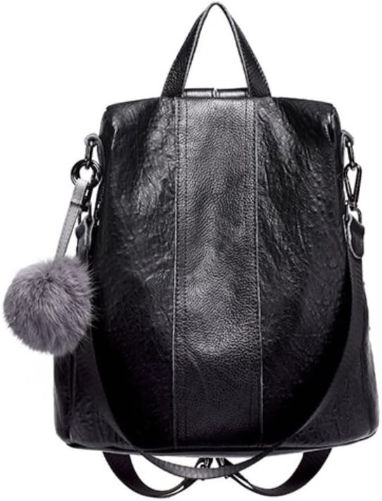 JeHouze Fashion Women Handbag Genuine Leather Backpack Casual Shoulder Bag Anti-theft purse(Black)