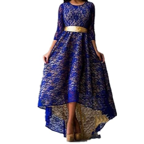 QingJiu Frauen Spitze Abend Formelle Party Cocktail Brautjungfer Abendkleid Langes Damen Kleid