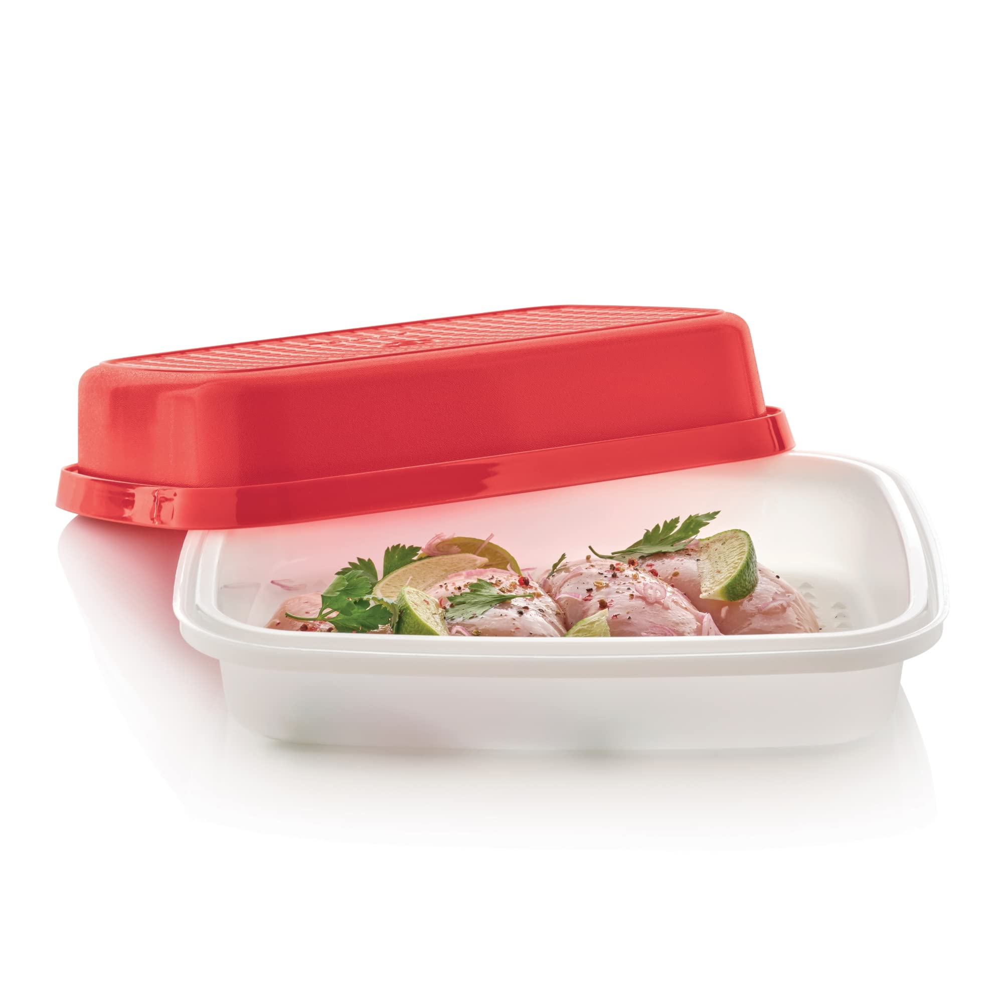 Photo 1 of TUPPERWARE Brand Season-Serve Marinade & Food Storage Container with Lid - Dishwasher Safe & BPA Free - Large Size with Grid Design for Seasoning Meats, Fish & Vegetables