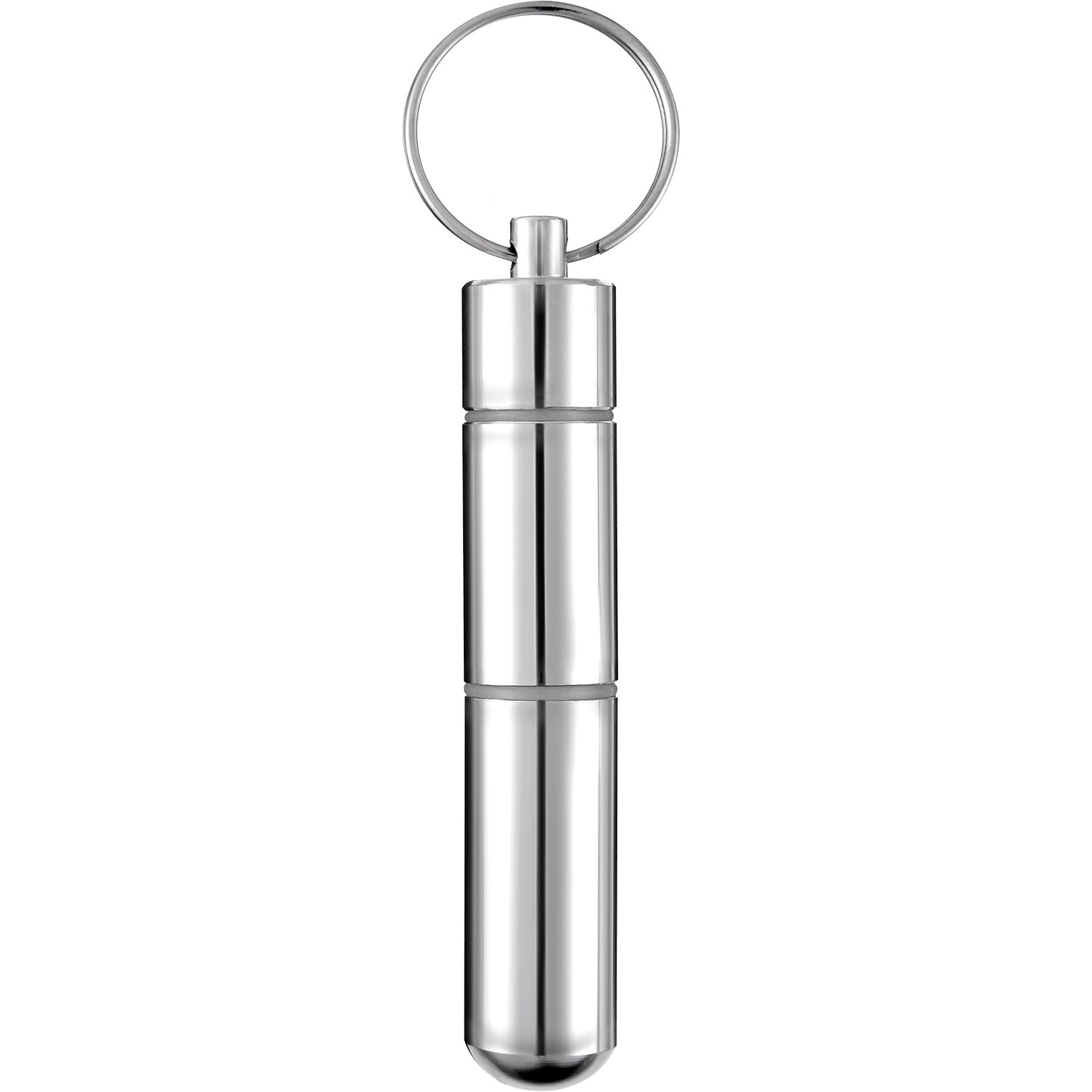 Pocket Toothpick Holder Waterproof Aluminium Alloy Toothpick Box Metal Pill Case with Key Ring, 2.8 x 0.6 Inch