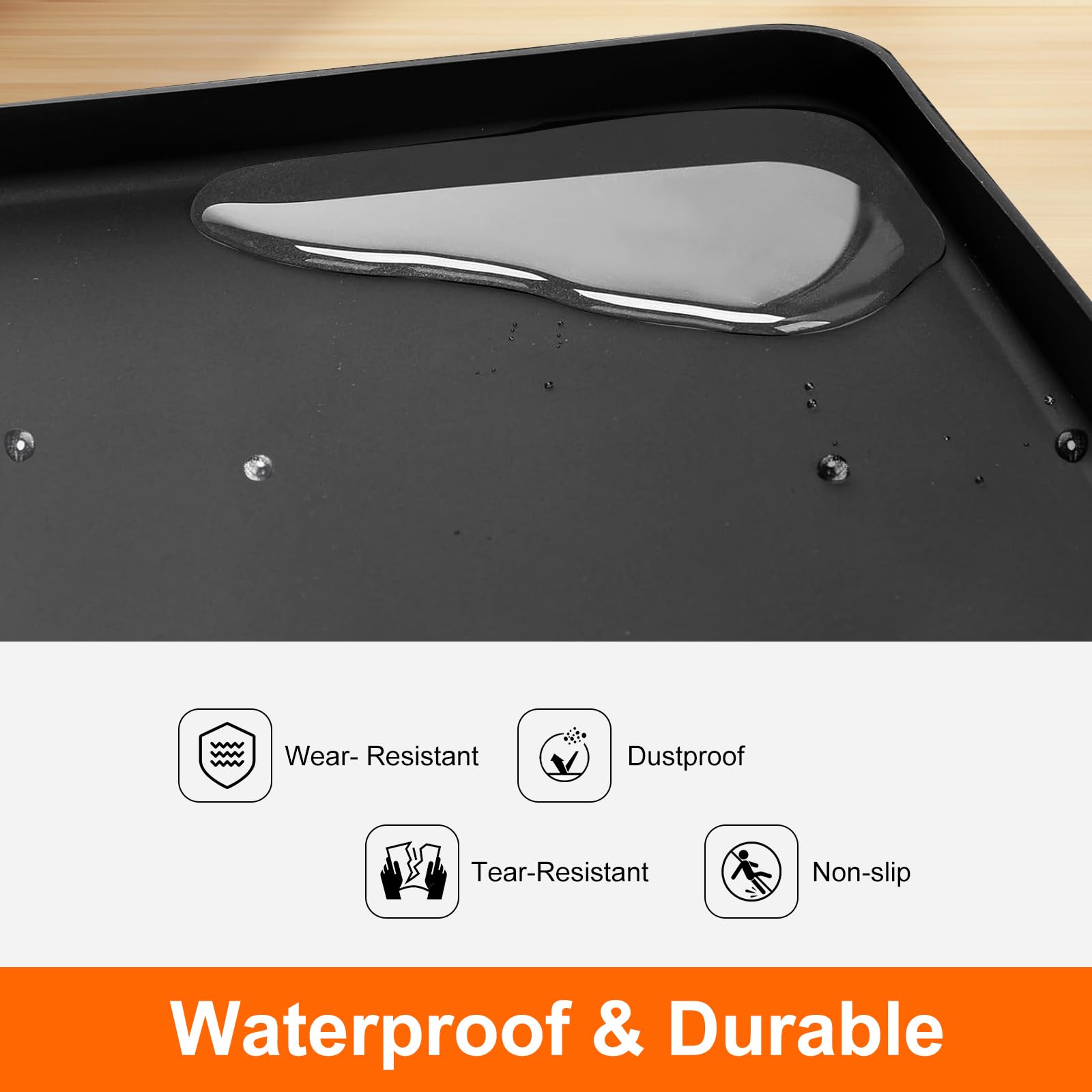 Mini Fridge Mat, 19.7x19.7x0.6 Inch Non-Slip Thick Under Refrigerator Silicone Mat, Leak-Proof Washer Drip Tray for Carpet Floor Protection, Black