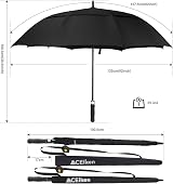 ACEIken 62-Inch Golf Umbrella Windproof Automatic Open Double Canopy Black view 2