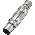 Autarboor Exhaust Flex Pipe, 2''x 8''Stainless Steel Heavy Duty Exhaust Flex Pipe, Double Braid Exhaust Flex Tube, Overall Length 12''