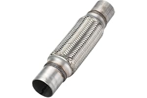 Autarboor Exhaust Flex Pipe, 2''x 8''Stainless Steel Heavy Duty Exhaust Flex Pipe, Double Braid Exhaust Flex Tube, Overall Length 12''