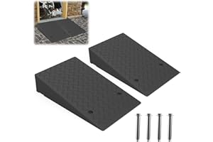 THOOUM Rubber Threshold Ramp 9.45Inch Rise, Wheelchair Rubber Door Ramp with Non-Slip Surface, Home Step Ramp with Channel for Wheelchairs/Cars/Scooters (2PCS, 2200LBs Loading)