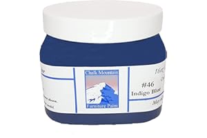 Chalk Mountain Brushes Quality Chalk Furniture Paint. Zero VOC and Low Odor. 54 Beachy and Earthy Colors. (16oz #46 Indigo Blue)