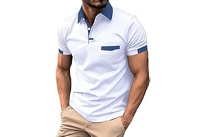 GENERIC Polo Shirts for Men and Summer Casual Short Sleeved Buttons Lapel Solid Color Short Sleeved T Shirt Tops Slim Fit