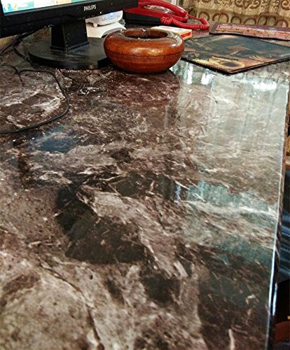 Moyishi Brown Soil Granite Look Marble Gloss Film Vinyl Self Adhesive Counter Top Peel and Stick Wall Decal 17.7''x79'' - Thumbnail 4