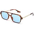 GentleMaker Vintage 70s Aviator Sunglasses for Women and Men Square Flat Shades with UV400 Protection