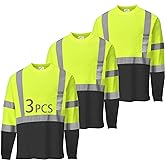 SAFIELD Hi Vis Safety Shirts for Men Reflective,High Visibility Work T-Shirt Short Long Sleeve with Pocket, 3 and 5 Pack
