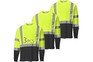 SAFIELD Hi Vis Safety Shirts for Men Reflective,High Visibility Work T-Shirt Short Long Sleeve with Pocket, 3 and 5 Pack
