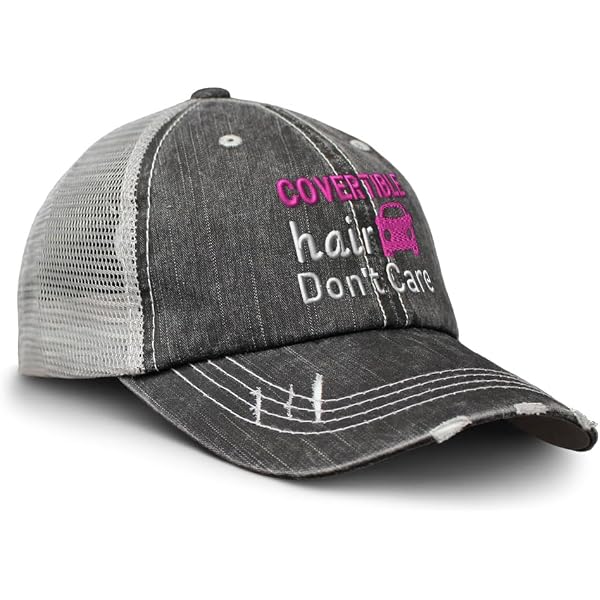 Speedy Pros Women's Ponytail Cap - 'Proud Daughter Of Firefighter' Embroidered Cotton Distressed Trucker Hat - View #3