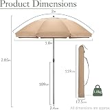 CHRISTOW Portable Beach Parasol Tilting 2m UV 50+ Taupe view 7