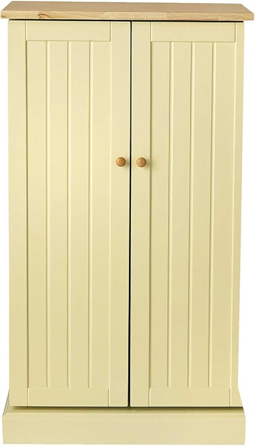 Freistehender Vorratsschrank Holzschrank Buttermilchfarben Kuchenschrank Amazon De Kuche Haushalt