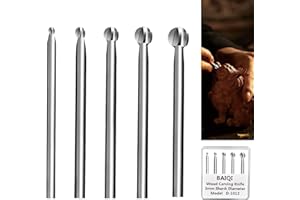 BAIQI Wood Carving Tool Set Five Different Drill Bits DIY Carving Crafts Shape 3mm Shank Diameter Sturdy Steel Culpture Engraving Kit(Ball Knife)
