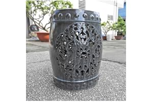 International Caravan Isfahani Ceramic Ceramic Garden Stool Grey