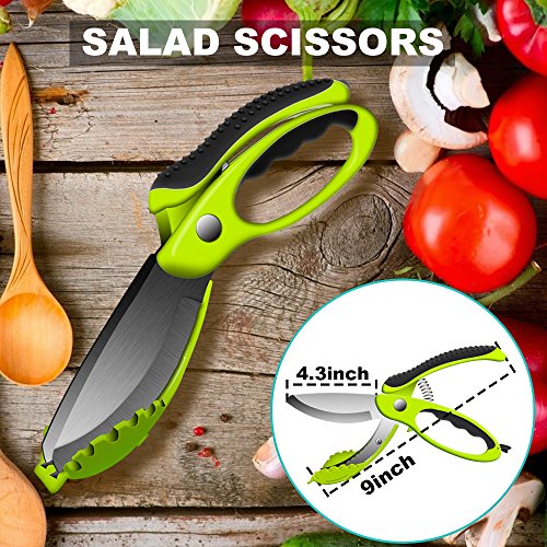 Salad Spinner and Salad Scissors, ANKO BPA Free Certified 4.2 Quart Capacity Vegetable Dryer Strainer with Vegetable Scissors, Ease for Tastier Salads and Faster Food Prep (1) - Thumbnail 2