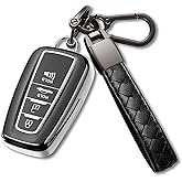 Teenpull Key Fob Cover with Keychian Fit for Toyota 2018-2024 RAV4 Key Fob Cover 2020-2024 Highlander Camry Corolla Avalon C-HR Prius GT86, Special Soft TPU Key Case Protector Car Accessories (Silver)