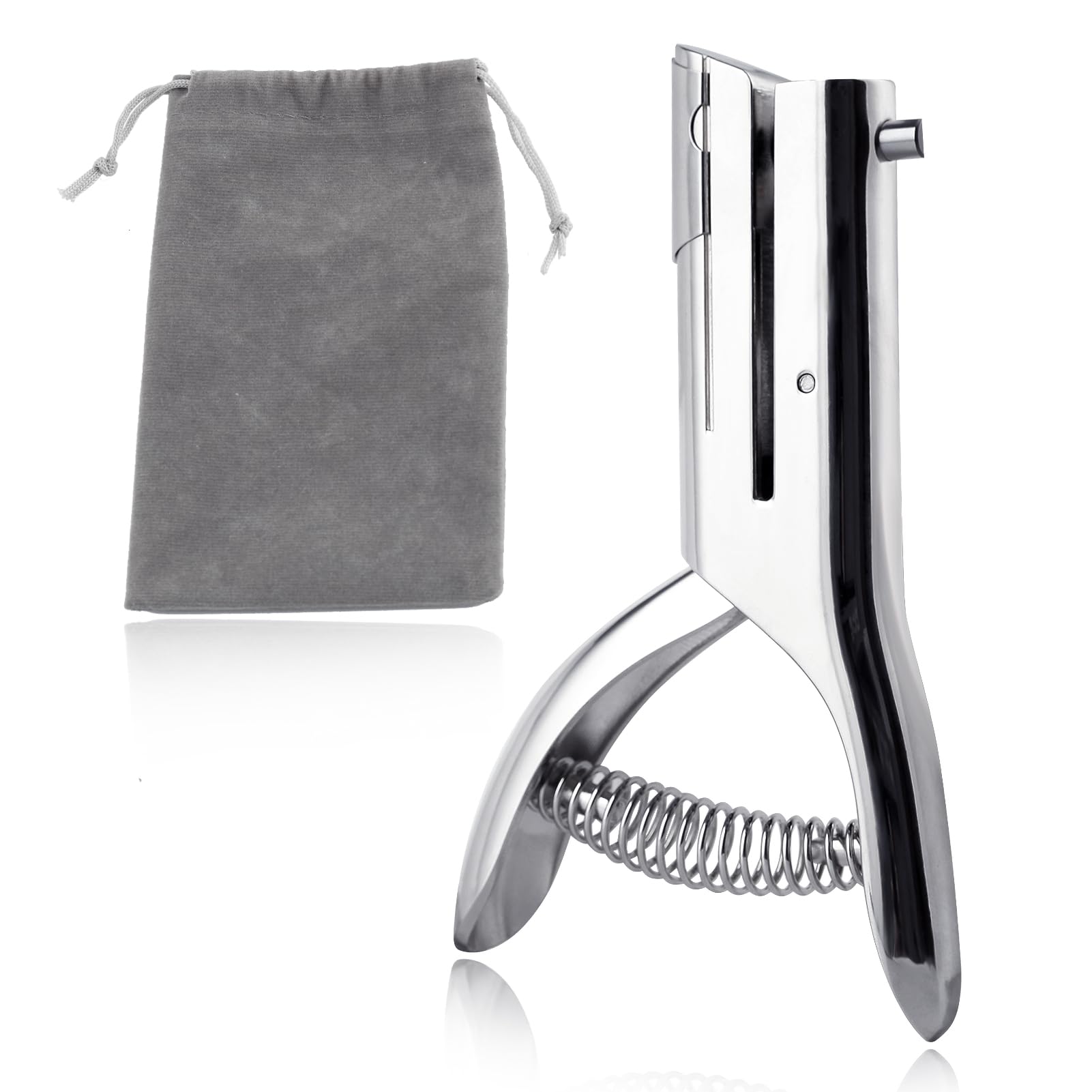 GOLD DEER 1/4 inch Hole Punch Single Hole Punch Deep Throat Heavy Duty Hand Held Long Reach Hole Punch Paper Punch with Grey Velvet Bag for Paper ID Cards PVC Tags Plastic Cardboard DIY Crafts