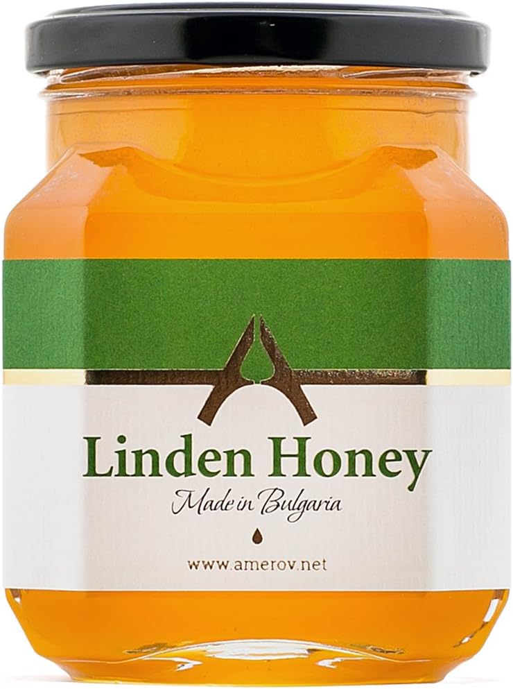 Premium Linden / Lime Tree Blossom Honey (500 g) by Amerov Honey - Finest Quality, 100% Natural Product Harvested in Bulgaria