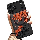 OOK Case for iPhone 17 Pro Max 6.9 Inch (Compatible with MagSafe) Orange Floral Flowers Translucent Phone Cover Soft TPU + Hard PC Anti-Scratch Shockproof Magnetic Case for Women