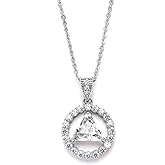 Mariell AA Recovery Symbol Cubic Zirconia Silver Rhodium Necklace Celebrate Alcoholics Anonymous Sobriety
