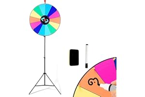 NBYTLT 24 Inch Spinning Prize Wheel, Adjustable 25.6"-74.8" Height Spin Wheel Game with Stand and Carry Bag, 14 Slots Color P