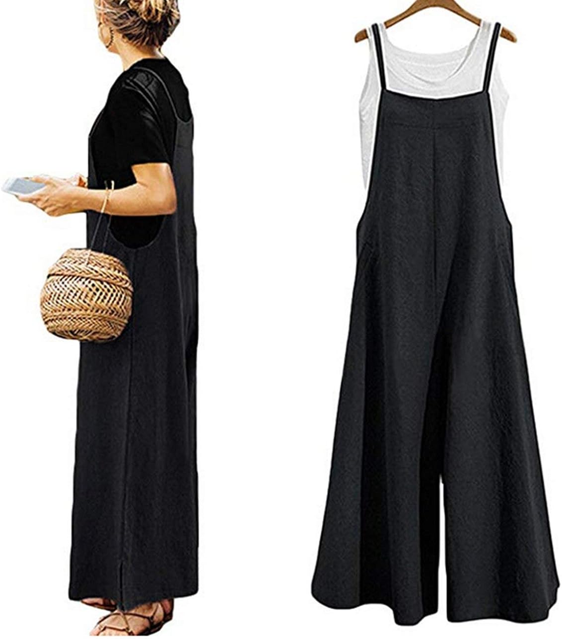 black linen plus size pants