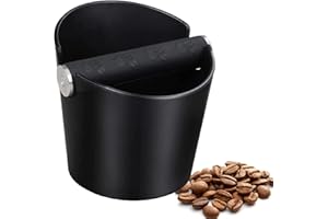 Ailelan Coffee Knock Box, Espresso Knock Box, Coffee Bin, Espresso Dump Bin, 4.8 Inch Shock-Absorbent Durable Barista Style Espresso Knock Box with Removable Metal Knock Bar and Non-Slip Base(Round)