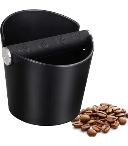 watchget Espresso Knock Box Stainless Steel Coffee Knock Box Large Capacity Non-slip Base Coffee Grounds Container Barista Tools Espresso Machine Accessories, Silver