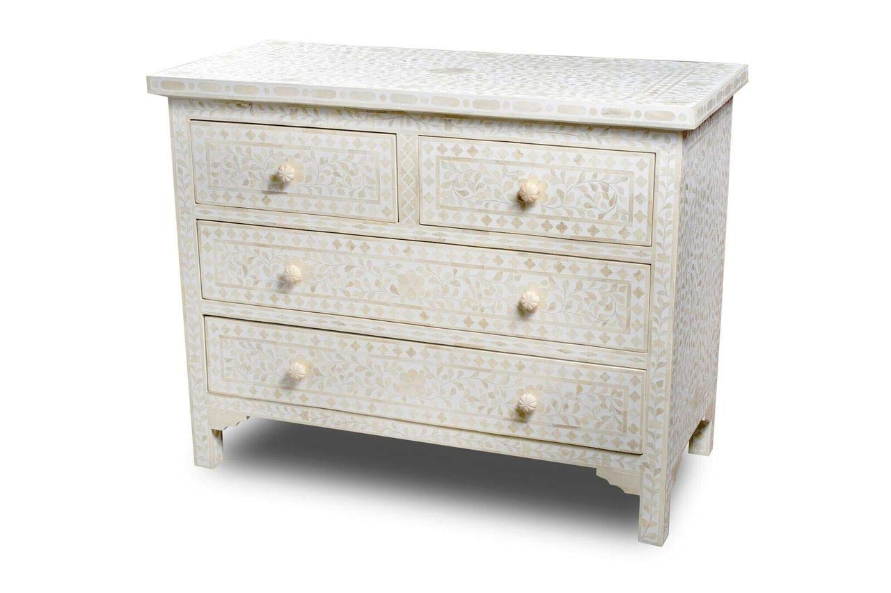 Amazon Com Indian Art Of Bone Inlay Chest Of 4 Drawers In White