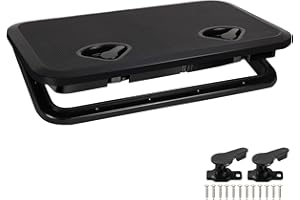 CLLOMAGY Marine Boat Hatch Deck Cover Lid,Marine Deck Access Hatch & Lid,Black Rectangle Boat Access Door for Bass/John/Fishing/Skiff/Sailboat/Yacht,Waterproof Cover Easy to Install