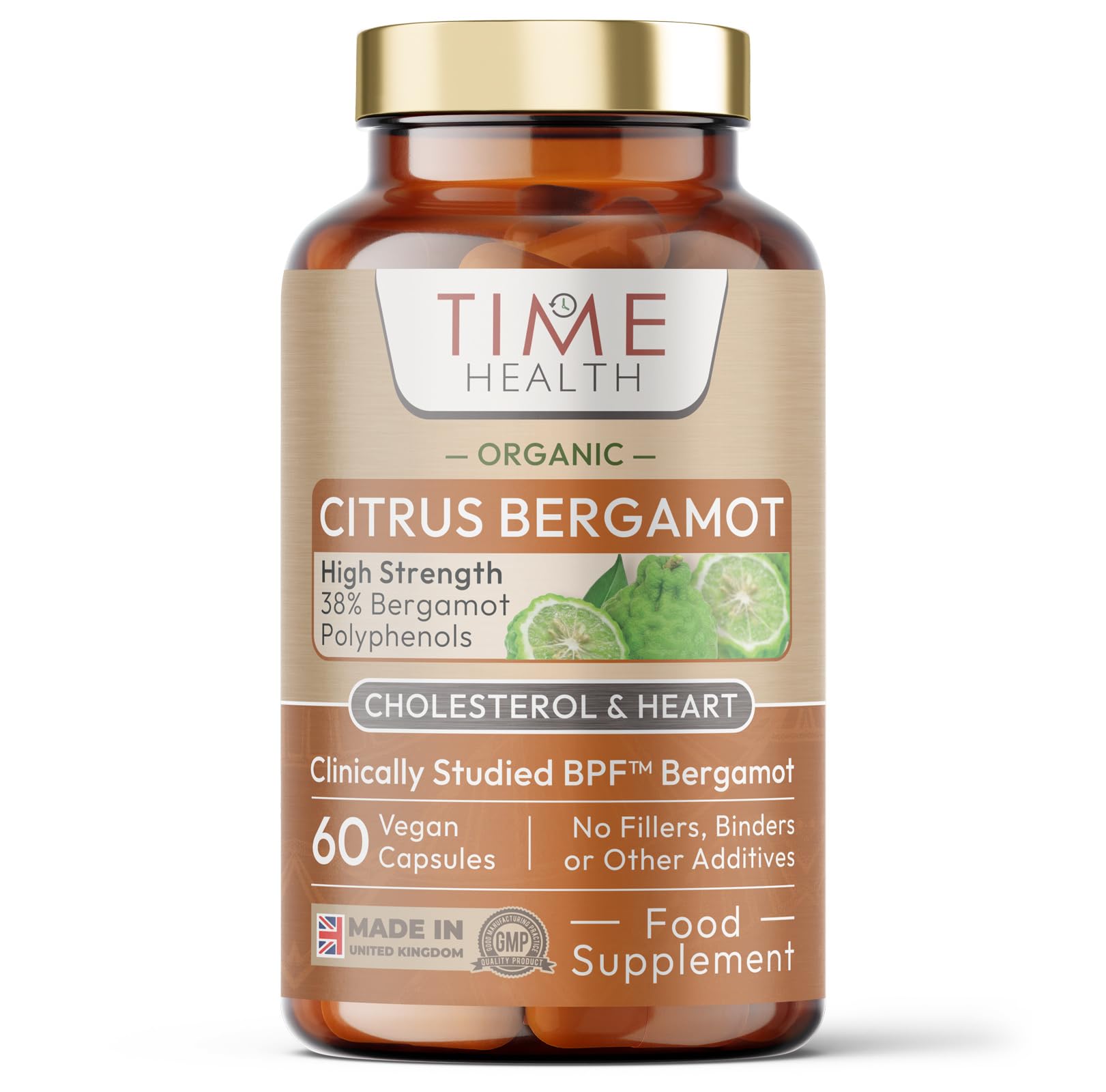 Organic Citrus Bergamot Extract - 60 Capsules - High Strength 38% Bergamot Polyphenols - 500mg - Clinically Studied BPF® - UK Made Supplement - Zero Additives - GMP Standards - Vegan