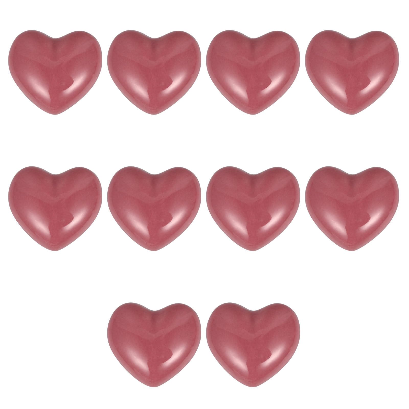 Tomaibaby 10Pcs Pink Heart Shaped Ceramic Drawer Knobs Decorative Handles for Cabinet Wardrobe Furniture Kids Room Accessories