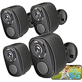 Security Cameras Wireless Outdoor, 2K Battery Powered Camera for Home Security with IP65, SD/ Free Cloud Storage, No Monthly Fee, AI Motion Detection, Color Night Vision, 2-Way Audio (BW4-G-4Pack)