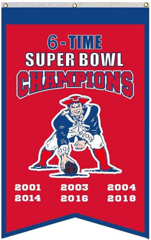 Amazon Com 2love New England Patriots 6 Time Super Bowl Champions Banner Flag 30 X50 Inch Man Cave Red 1 Sports Outdoors