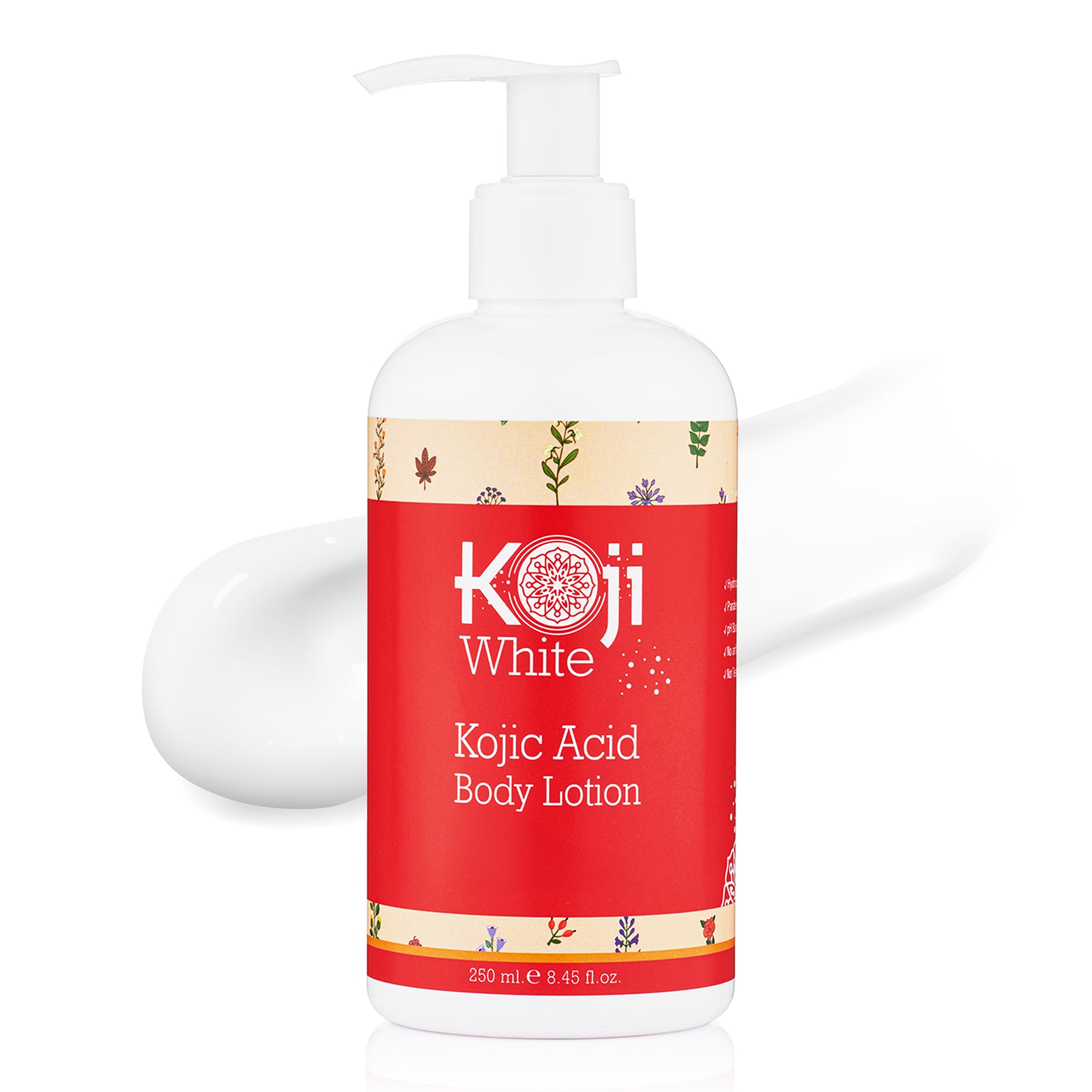 Koji White Kojic Acid Skin Brightening Body Lotion - Daily Moisturizer & Glowing Skin, Dark Spots, Boost Hydrating, Sun Damage Skin, Uneven Skin Tone, Paraben-Free, Vegan, 8.45 Fl Oz Bottle