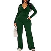CLOCOR Womens 2 Piece Outfits Sweatsuits - Tracksuit Set Long Sleeve Crop Top & Drawstring Wide Leg Pants with Pockets