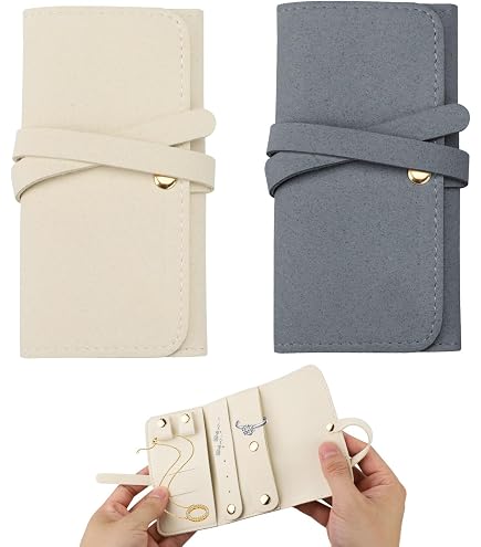 Lot De 3 Pochettes à Bijoux En Cuir De Voyage - Mini Sacs Pliables Pour Colliers, Bagues, Boucles D'oreilles - Cadeau Femme - 5