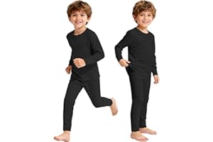 American Trends 2 Set Thermal Underwear Set for Kids - Boys & Girls Base Layer Set Winter Warm Loungewear Pajamas for Cold
