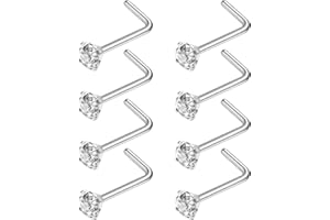 Aisoso Nose Rings, Titanium Steel Nose Piercings Stud Jewelry for Women Men Cubic Zirconia Imitation Diamond