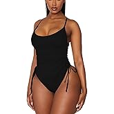 Viottiset Women's Ruched High Cut One Piece Swimsuit Tummy Control Bathing Suit Monokini