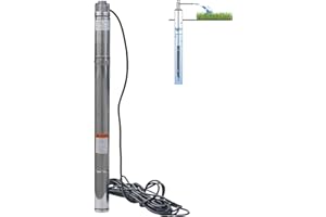 LFGUD 1/2HP Deep Well Pump, 220V/60Hz, 4.4GPM, 180ft Head Submersible Well Pumps with 46ft Electric Cord, 2" Stainless Steel Deep Well Water Pumps for Industrial, Irrigation & Home Use