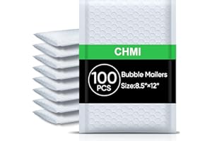 CHMI White Bubble Mailers 8.5 x 12 Inch 100 Pack, Usable Size 8.25X12 Inch Poly Mailers,Mailing Envelopes,Shipping Mailer，Opaque Self Seal Adhesive Waterproof Bags for Packaging and Shipping.