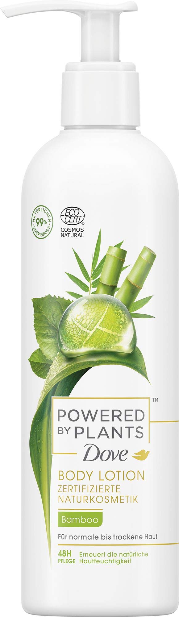 Dove Powered by Plants Body Lotion Bamboo mit pflanzenbasierten Wirkstoffen für normale bis trockene Haut, 250 ml